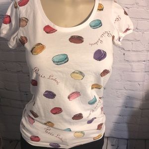 Paris Laduree Off-White Macaroon Tee, Size Sm